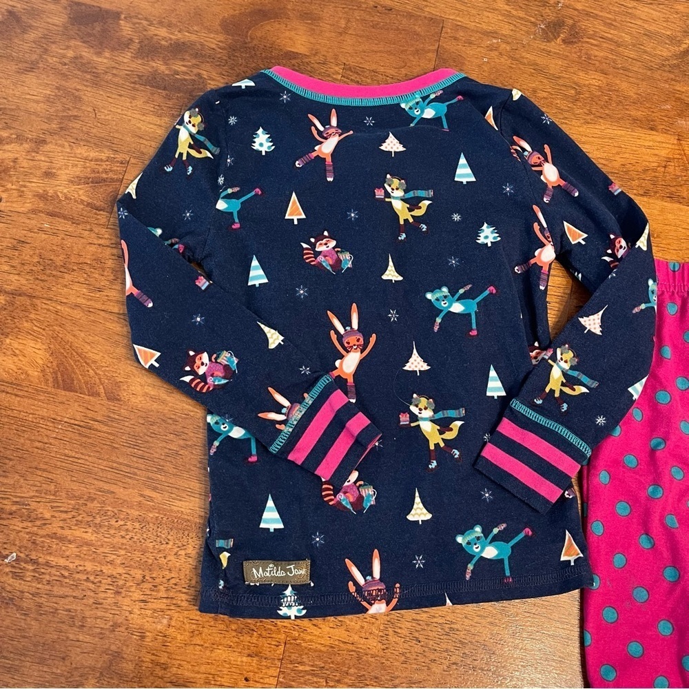 Matilda Jane Navy Pink Pajama Set with Playful Patterns winter ice skate size 4 - Picture 11 of 13